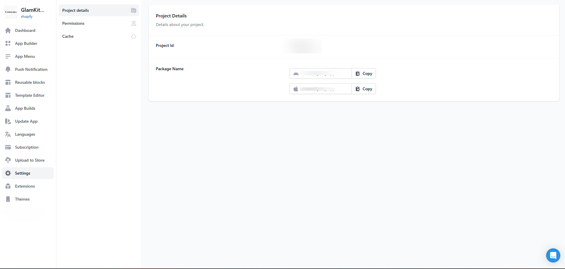 Appmaker Dashboard Settings