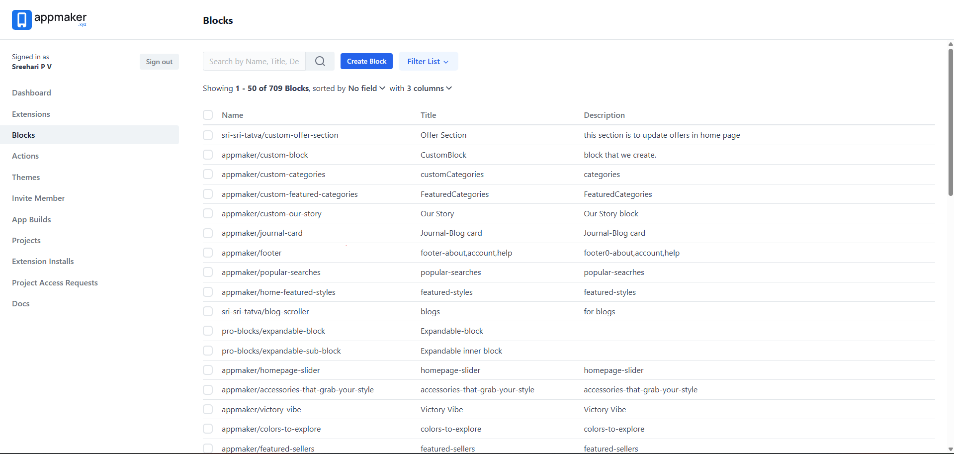Accessing Blocks Section